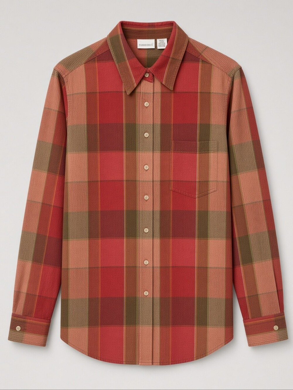 Vintage Fashion Bug Fall Colored Plaid Button-Down Shirt Size 18-20